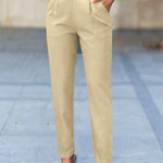 Women's High Waisted Pleated Tapered Work Pants with Pockets – Tailored Office Pants