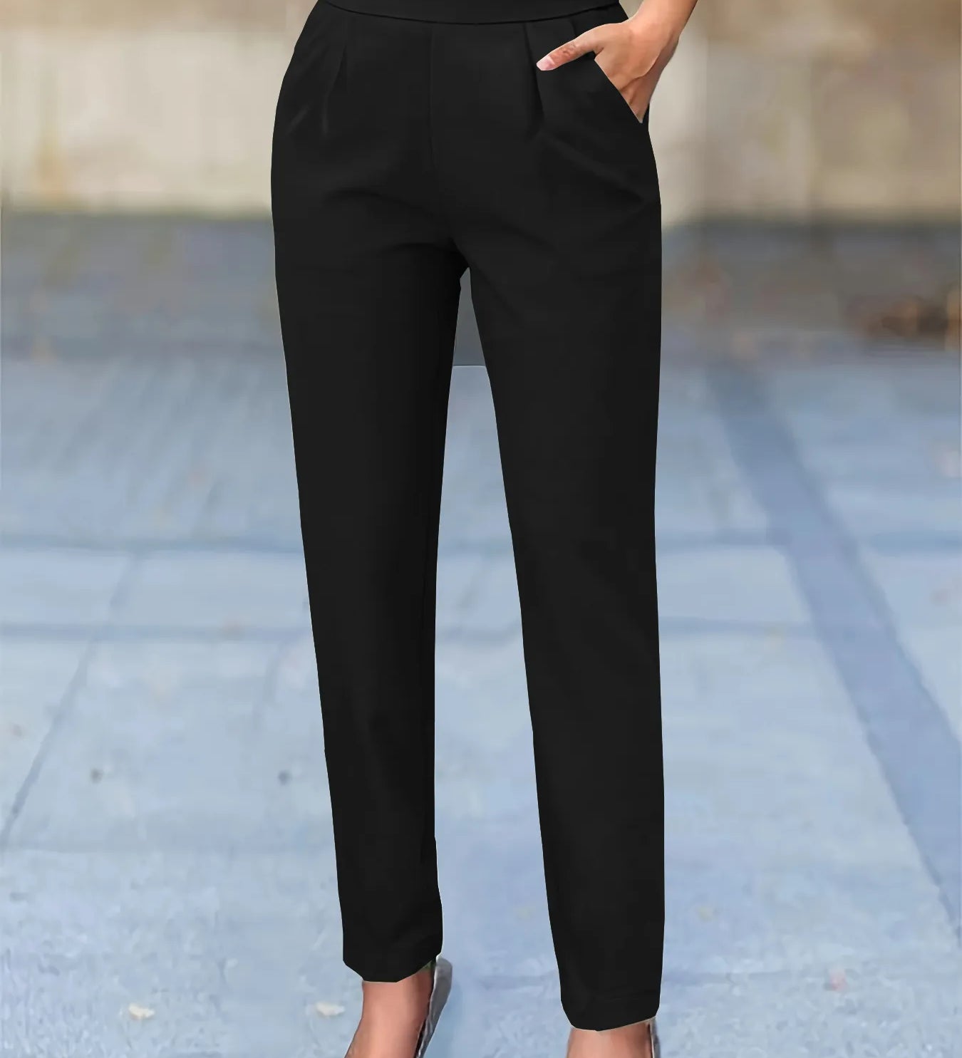 Women's High Waisted Pleated Tapered Work Pants with Pockets – Tailored Office Pants