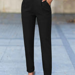 Women's High Waisted Pleated Tapered Work Pants with Pockets – Tailored Office Pants