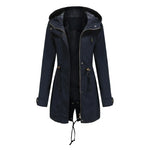 Women's Hooded Longline Jacket with Drawstring Waist & Zip Front – Utility Spring Jacket