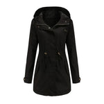 Women's Hooded Longline Jacket with Drawstring Waist & Zip Front – Utility Spring Jacket