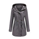 Women's Hooded Longline Jacket with Drawstring Waist & Zip Front – Utility Spring Jacket