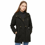 Women's Hooded Longline Jacket with Drawstring Waist & Zip Front – Utility Spring Jacket