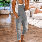 Women's Denim-Look Overall Jumpsuit with Bib Pocket and Adjustable Straps – Straight Leg Casual Jumpsuit
