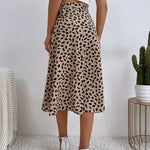 Women's Animal Print Wrap Midi Skirt with Tie Waist – Asymmetric Hem Skirt for Brunch & Holidays