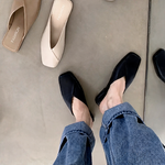 Women's Square Toe Slip-On Mules with Crossover Strap – Flat Summer Shoes