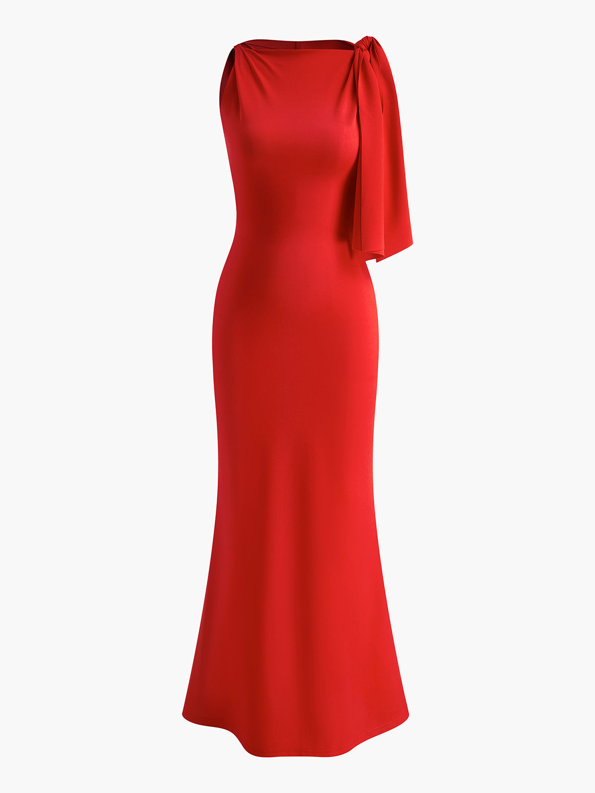 Women's One Shoulder Maxi Dress with Bow Detail – Formal Evening Gown for Weddings & Galas