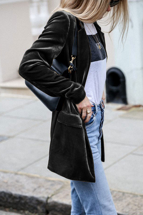 Women's Oversized Blazer with Notched Lapels & Flap Pockets – Casual Tailored Jacket for Day to Night