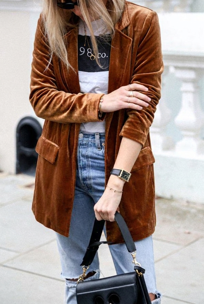 Women's Oversized Blazer with Notched Lapels & Flap Pockets – Casual Tailored Jacket for Day to Night