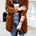 Women's Oversized Blazer with Notched Lapels & Flap Pockets – Casual Tailored Jacket for Day to Night