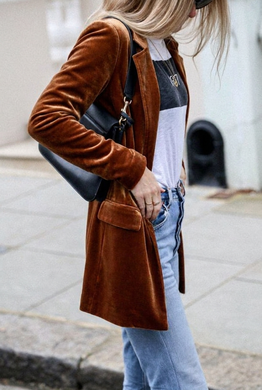 Women's Oversized Blazer with Notched Lapels & Flap Pockets – Casual Tailored Jacket for Day to Night