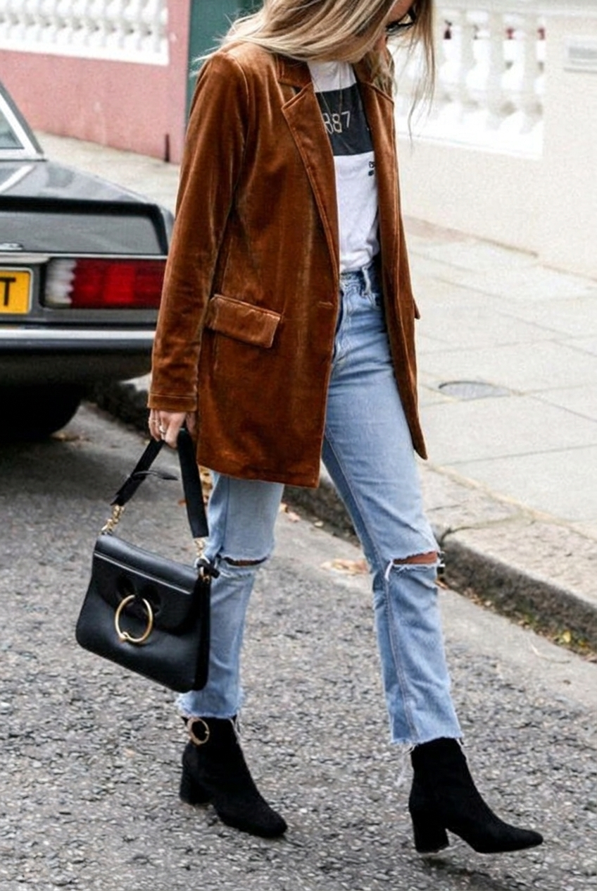 Women's Oversized Blazer with Notched Lapels & Flap Pockets – Casual Tailored Jacket for Day to Night