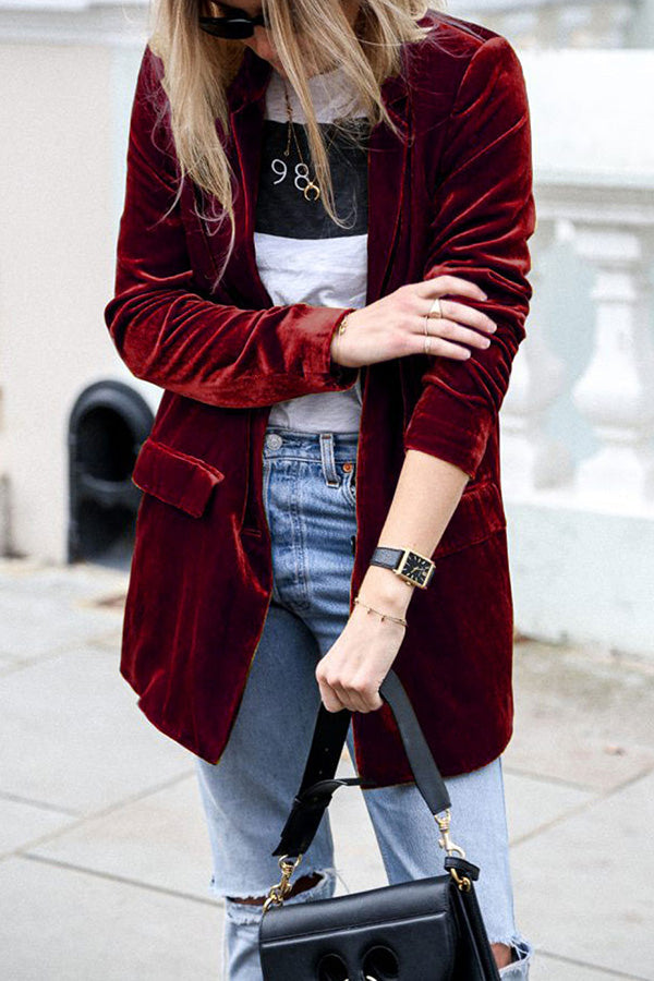 Women's Oversized Blazer with Notched Lapels & Flap Pockets – Casual Tailored Jacket for Day to Night