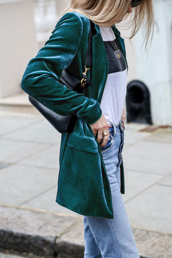 Women's Oversized Blazer with Notched Lapels & Flap Pockets – Casual Tailored Jacket for Day to Night