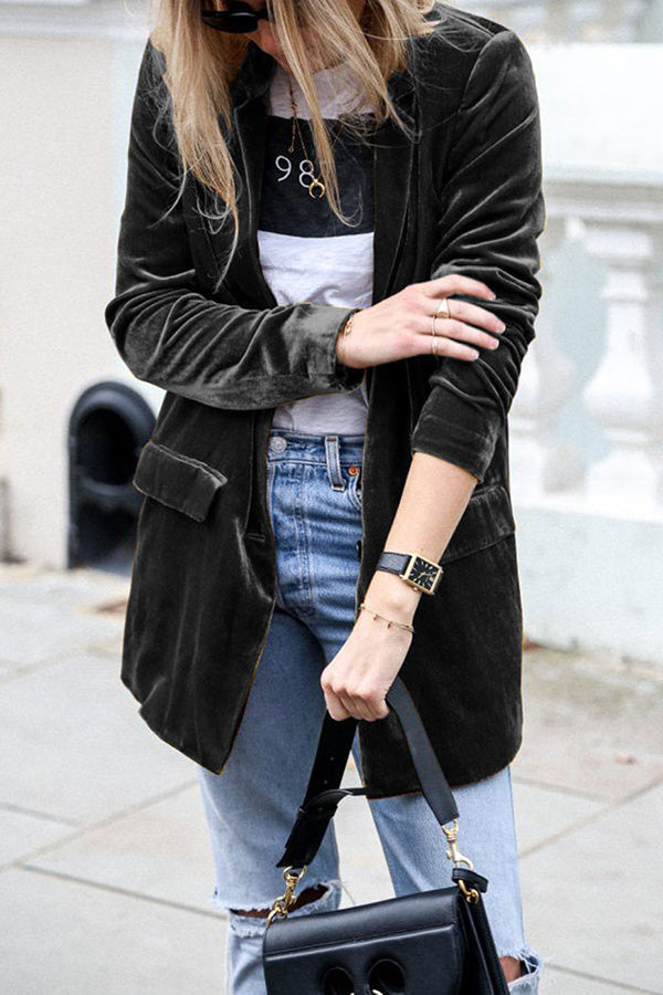 Women's Oversized Blazer with Notched Lapels & Flap Pockets – Casual Tailored Jacket for Day to Night
