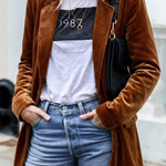 Women's Oversized Blazer with Notched Lapels & Flap Pockets – Casual Tailored Jacket for Day to Night