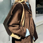 Women's Oversized Notched Lapel Blazer with Three-Button Front – Relaxed Office & Weekend
