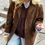Women's Oversized Notched Lapel Blazer with Three-Button Front – Relaxed Office & Weekend