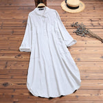 Women's White Oversized Maxi Shirt Dress with Chest Pocket – Beach Cover-Up and Casual Dress