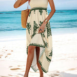 Women's Smocked Bodice Boho Maxi Dress – Printed Summer Dress with Square Straps