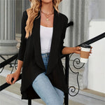 Women's Open Front Tailored Blazer with Draped Lapel – Buttonless Office to Evening Layer