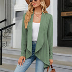 Women's Open Front Tailored Blazer with Draped Lapel – Buttonless Office to Evening Layer
