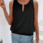 Women's Sleeveless Keyhole Neck Tank Top – Relaxed Casual Summer Top