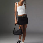 Women's Asymmetric Neckline Cropped Tank Top with Cutout – Ruched White Summer Top