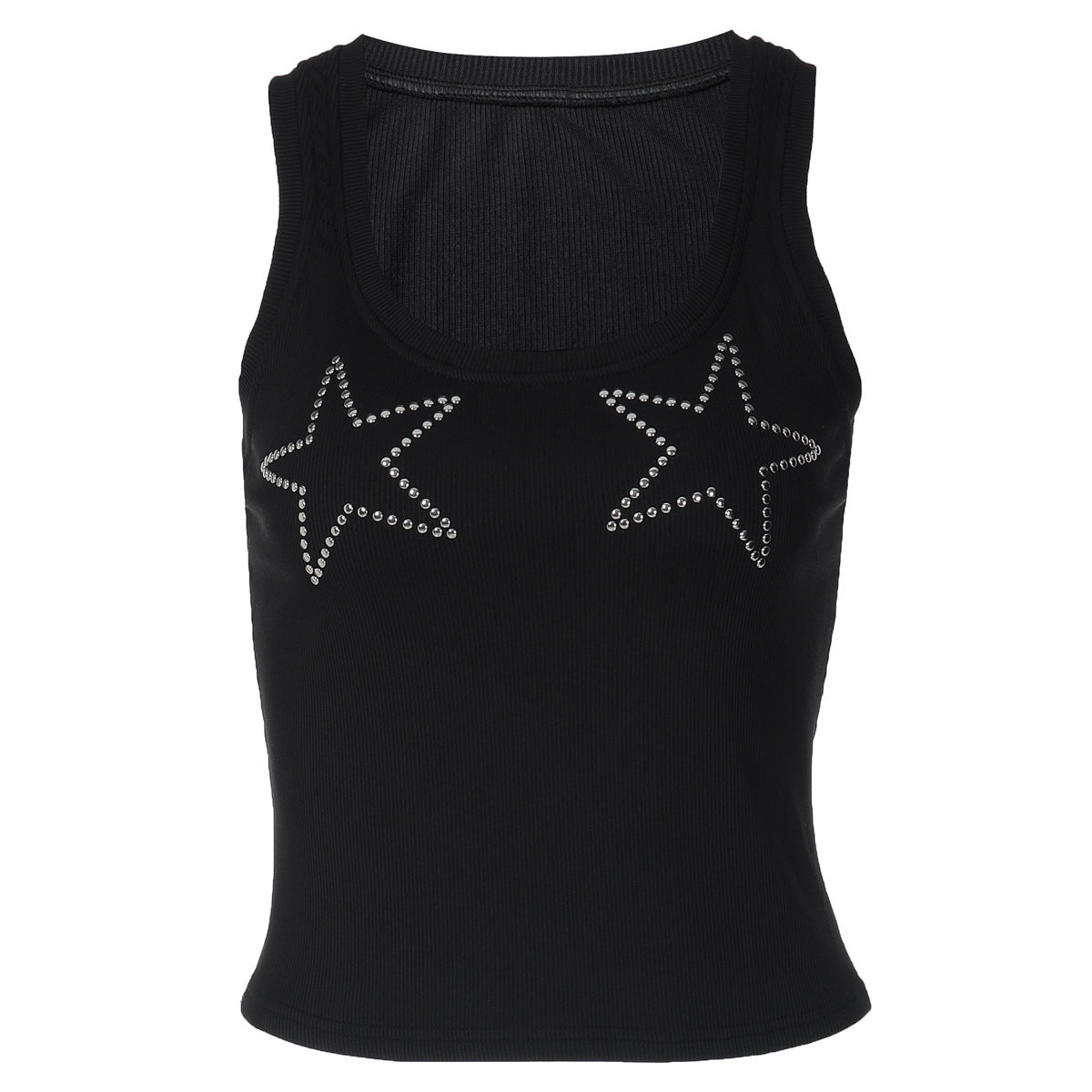 Women's Rhinestone Star Racerback Tank Top – Cropped Fitted Going-Out Top