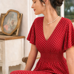 Women's Polka Dot Wrap Midi Dress – Wedding Guest & Garden Party Dress