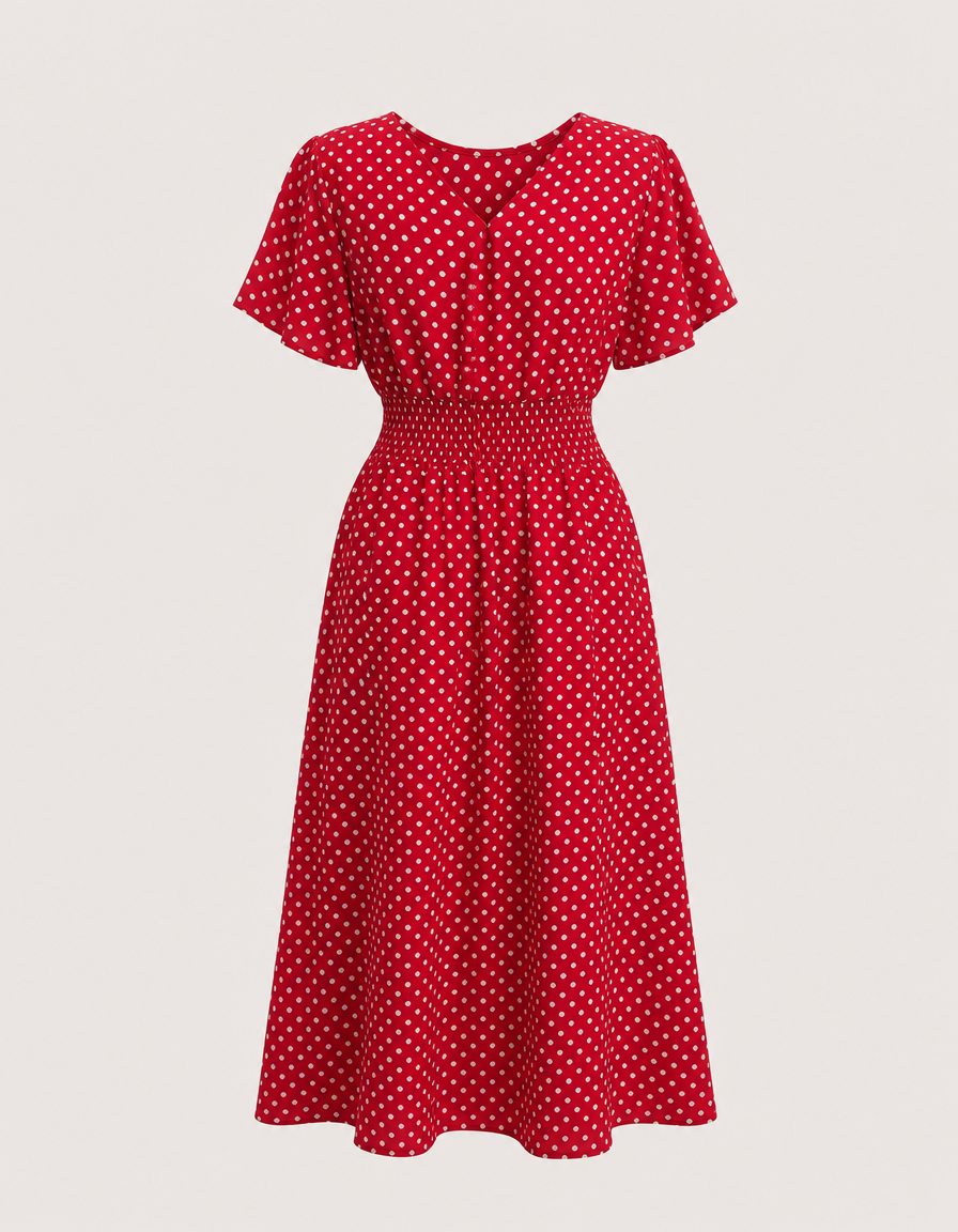 Women's Polka Dot Wrap Midi Dress – Wedding Guest & Garden Party Dress