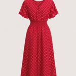 Women's Polka Dot Wrap Midi Dress – Wedding Guest & Garden Party Dress
