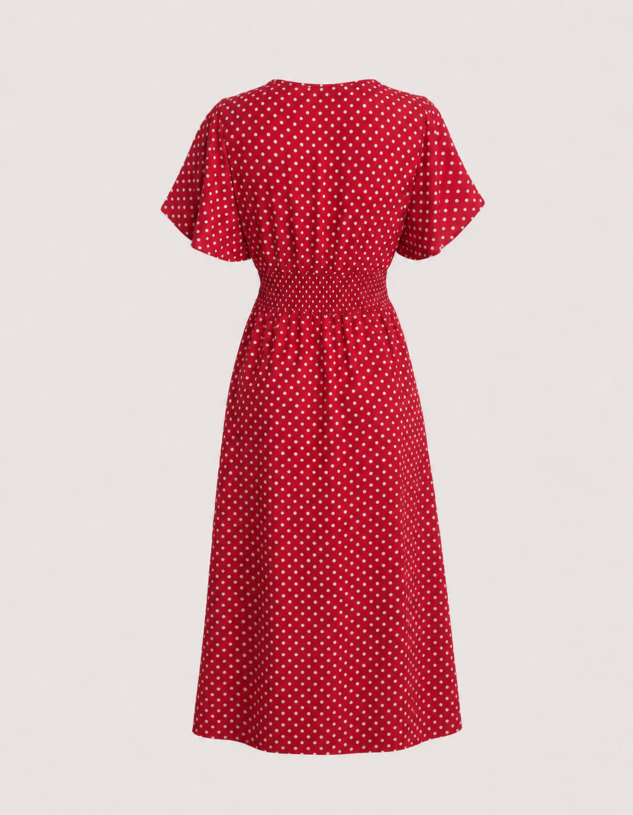 Women's Polka Dot Wrap Midi Dress – Wedding Guest & Garden Party Dress
