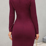 Women's Lapel Bodycon Midi Work Dress – V-Neck Tailored Office Dress with Buttons