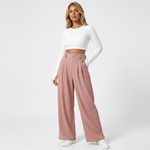 Women's High-Waisted Wide Leg Work Pants with Front Pleats – Tailored Office Pants