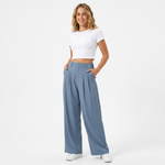 Women's High-Waisted Wide Leg Work Pants with Front Pleats – Tailored Office Pants