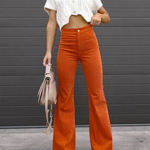 Women's High Waisted Flared Work Pants with Pockets – Tailored Office Pants