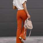 Women's High Waisted Flared Work Pants with Pockets – Tailored Office Pants