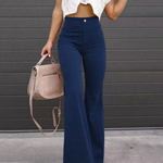 Women's High Waisted Flared Work Pants with Pockets – Tailored Office Pants