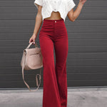 Women's High Waisted Flared Work Pants with Pockets – Tailored Office Pants