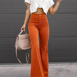 Women's High Waisted Flared Work Pants with Pockets – Tailored Office Pants