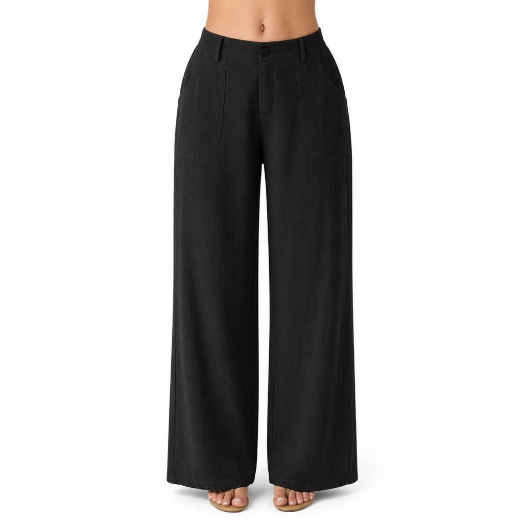 Women's High Waist Wide Leg Work Pants with Side Pockets – Smart Office Pants