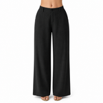 Women's High Waist Wide Leg Work Pants with Side Pockets – Smart Office Pants