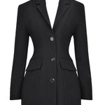 Women's Blazer Mini Dress with Puff Shoulders & Button Front – Tailored Workwear Dress
