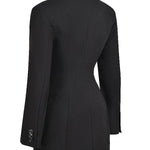 Women's Blazer Mini Dress with Puff Shoulders & Button Front – Tailored Workwear Dress