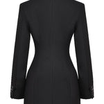 Women's Blazer Mini Dress with Puff Shoulders & Button Front – Tailored Workwear Dress